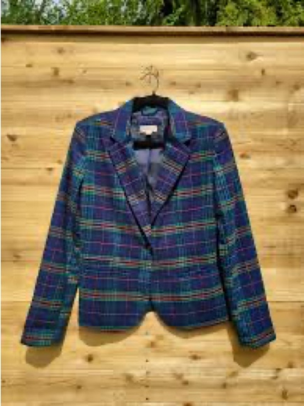 ♠️5/$25♠️Classic Navy Green Plaid Blazer-Fits XS/S Buttoned Up